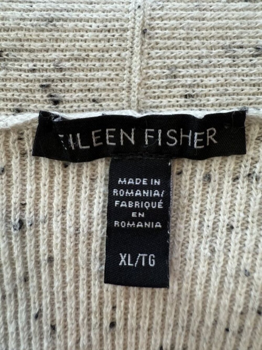 Eileen Fisher Organic Cotton Speckle Long Open-Front Cardigan Size XL - Picture 2 of 6